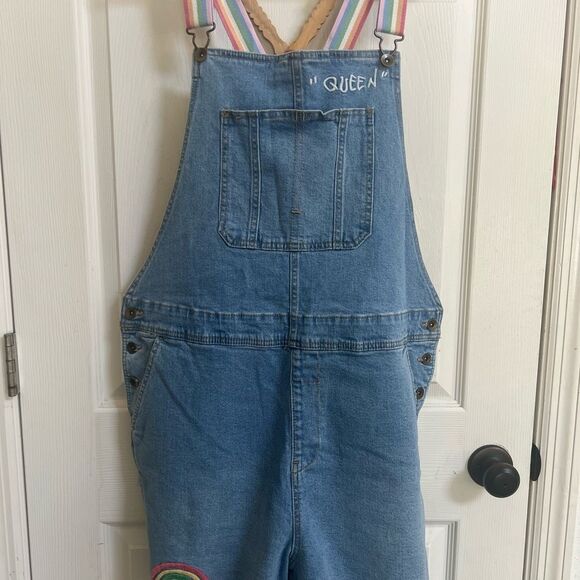 Denim Overalls with Rainbow Straps - Picture 1 of 7
